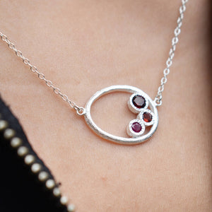 
            
                Load image into Gallery viewer, Ruby And Garnet January Birthstone Silver Necklace
            
        