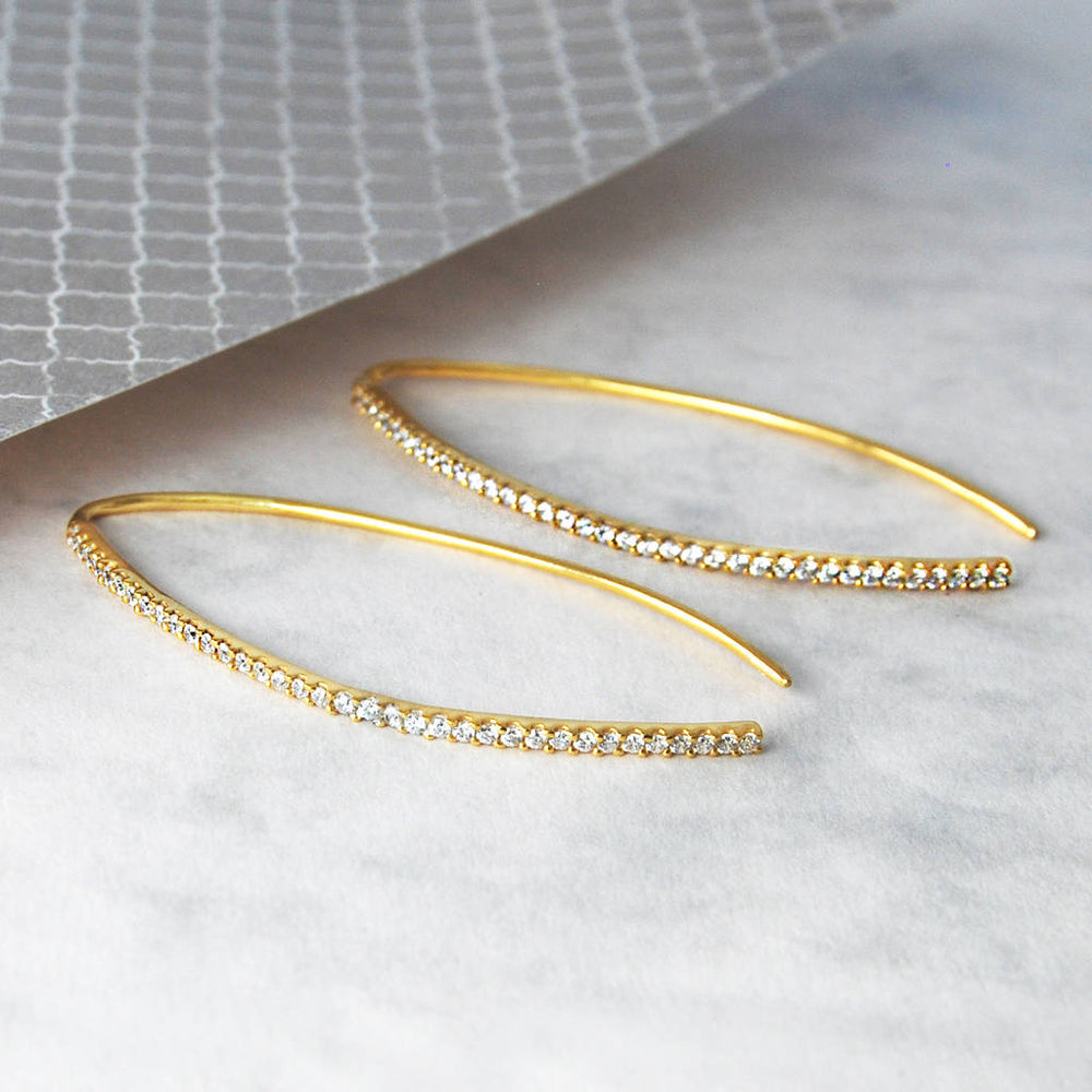 Gold November Birthstone Topaz Curve Drop Earrings