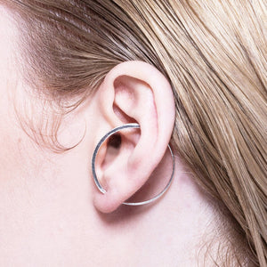 White Topaz Illusion Silver Hoop Ear Cuff Earrings