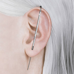 
            
                Load image into Gallery viewer, Oxidised Silver White Topaz Ear Cuff Earrings
            
        