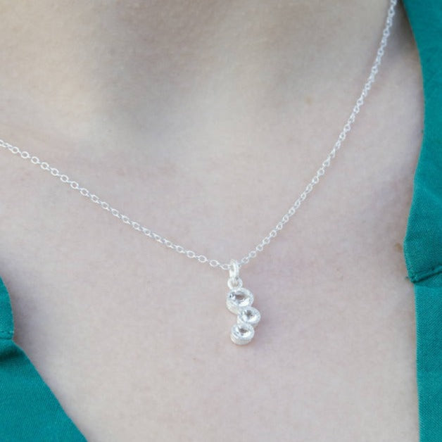 Silver White Topaz Cellular Birthstone Necklace