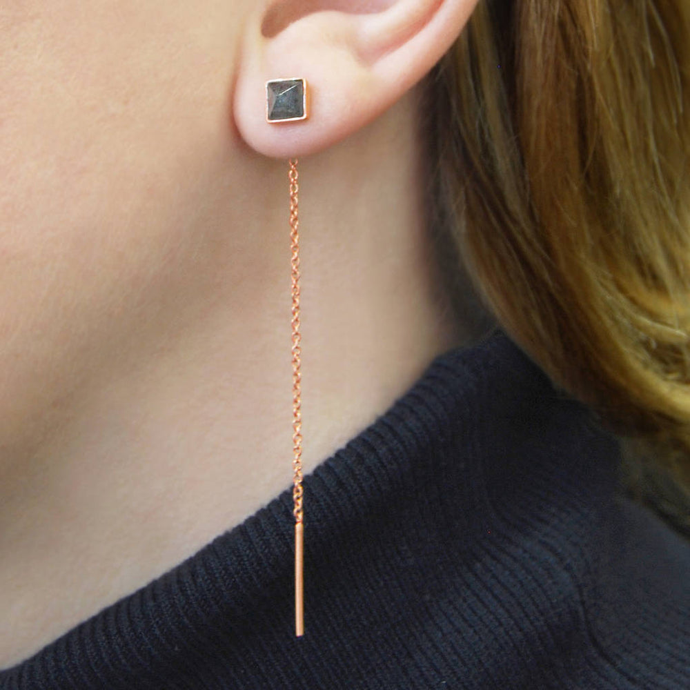 
            
                Load image into Gallery viewer, Rose Gold Labradorite Threader Earrings
            
        