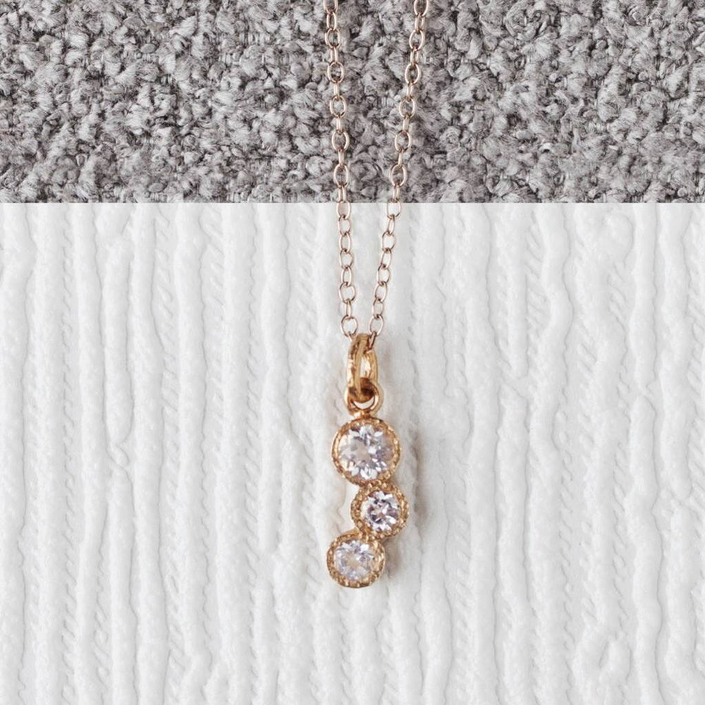 Gold White Topaz Gemstone Necklace