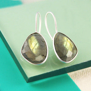 Labradorite Irregular Sterling Silver Drop Earrings