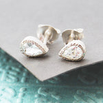 White Topaz Teardrop Sterling Silver November Birthstone Stud Earrings